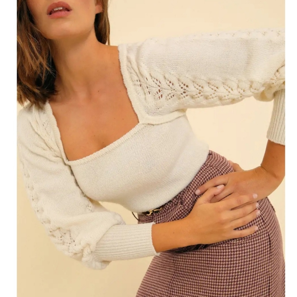 Brand new Square neck sweater, openwork puffy sleeves form Rouje. - Picture 3 of 10